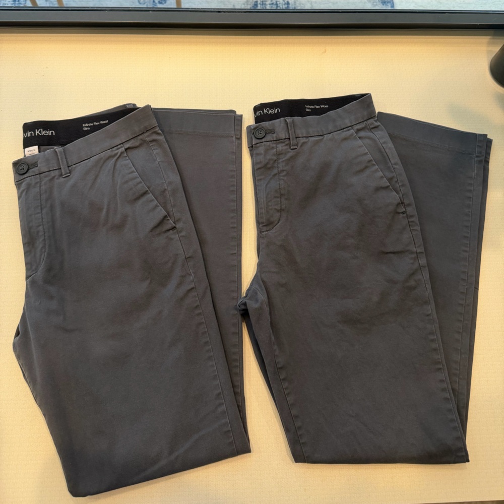 Bundle of 2 Calvin Klein Men's grey slim fit pants size W30xL30